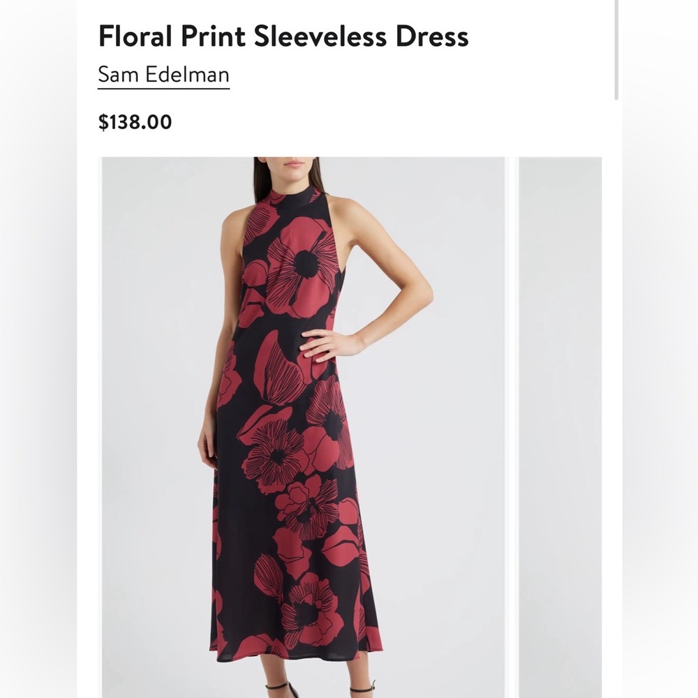 Sam Edelman Black Maxi Dress with Red Floral Print